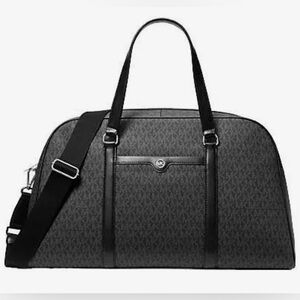 NWT Ret $498 Michael Kors X-Large Jet Set Black Logo Weekender Bag